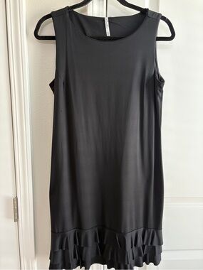 LuLaRoe Black Sleeveless Ruffle-Hem Mini Dress